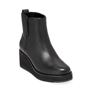 Cole Haan Zerogrand City 50MM Wedge Ankle Boots Black Leather Women’s 8B New